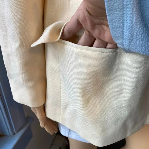 Pendleton Suit Blazer Jacket 100% Wool 1 Button Beige Women Size 14 Pockets - Picture 7 of 8